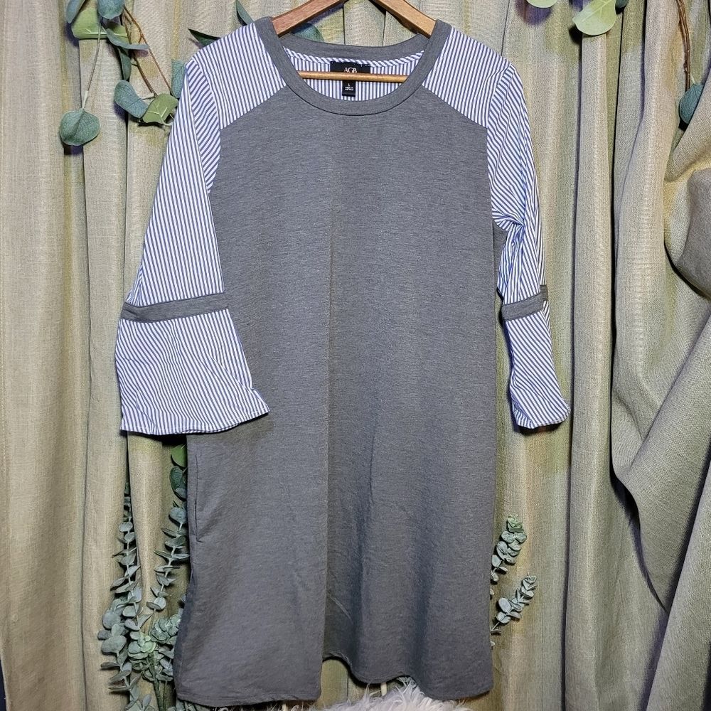 AGB Gray French Terry Shift Dress - Large